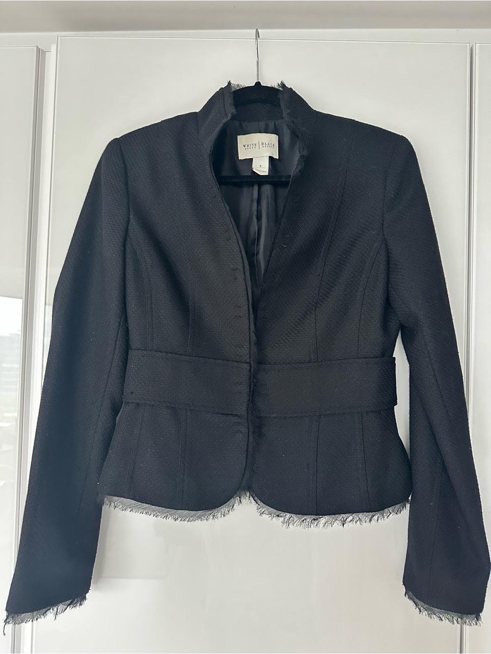 White House Black Market Black Frayed-Hem Tailored Blazer